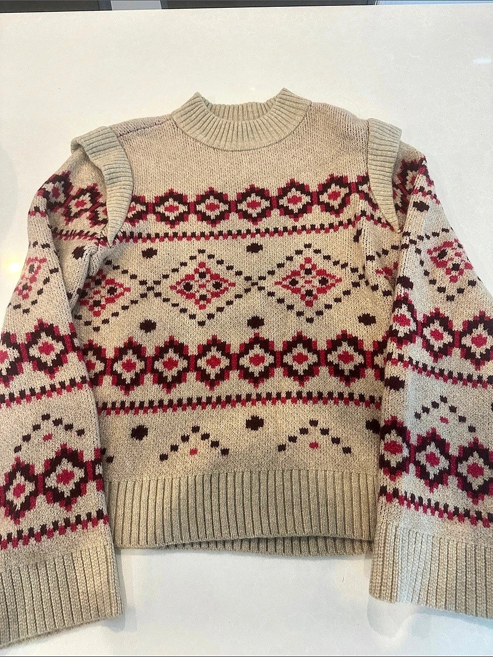 LOFT Fair Isle Geometric Sweater Size Large